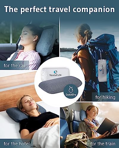 QuickDry Memory Foam Neck Pillow by VOLAR for Travel