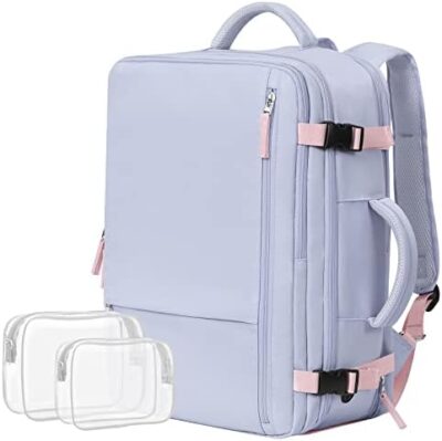 Women’s Getravel Travel Backpack: Airline Approved Carry-On, 17.3 inch Laptop, Waterproof Weekender Gym Bag, Hiking Backpack (Purple)