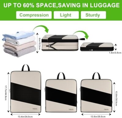 UNTIFUL 6-Piece Set of Compression Packing Cubes: The Ultimate Travel Organizer for Your Suitcase