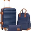 Three-Piece Coolife Luggage Set in Navy – Includes Carry On Suitcase, Hardside Luggage, and TSA Lock Spinner Wheels (BP/TB/20)