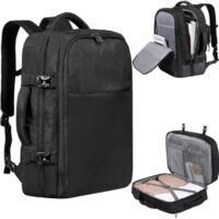 TRAILKICKER 40L Travel Backpack: Flight Approved Carry On Luggage for Men and Women, 15.6 inch Laptop, Business Weekender, Black