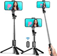 Extendable and Portable Selfie Stick Tripod with Wireless Remote for iPhone and Galaxy Models