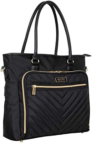 Kenneth Cole REACTION Madison Square Black 2-Piece Hardside Chevron Spinner Luggage Set with 20″ Carry On and Tote Bag