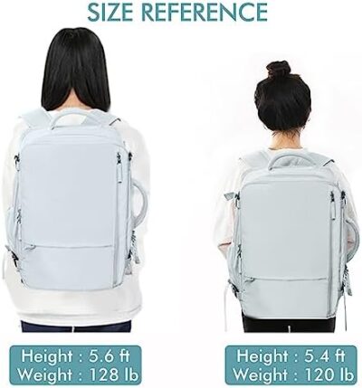 Beraliy Large Travel Backpack Women, Airline-Approved 40L Carry-On Luggage, 17-inch Laptop Backpack, Waterproof Business Hiking Overnight Bag in Light Blue