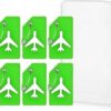 Hiuysid 6 Pack Silicone Luggage Tags with Name ID Card and Storage Box – Green