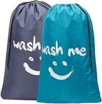 HOMEST 2 Pack XL Wash Me Travel Laundry Bag: Large Capacity for 4 Loads, Convenient Dirty Clothes Organizer