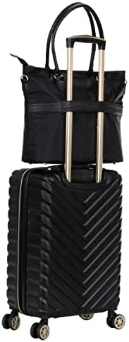 Kenneth Cole REACTION Madison Square Black 2-Piece Hardside Chevron Spinner Luggage Set with 20″ Carry On and Tote Bag