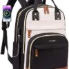 Women’s LOVEVOOK Backpack: Stylish, Anti-theft, Waterproof, Fits 15.6 Inch Laptop, Perfect for Travel, Work, and School in Beige-Black-Brown