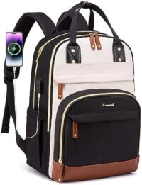 Women’s LOVEVOOK Backpack: Stylish, Anti-theft, Waterproof, Fits 15.6 Inch Laptop, Perfect for Travel, Work, and School in Beige-Black-Brown