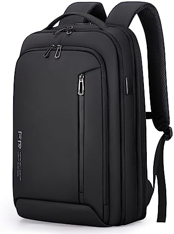 Men’s Business Laptop Backpack with USB Port – FENRUIEN 15.6 Inch Expandable, Water Resistant Weekender Carry On Casual Daypack for Work/College/Travel (Black)