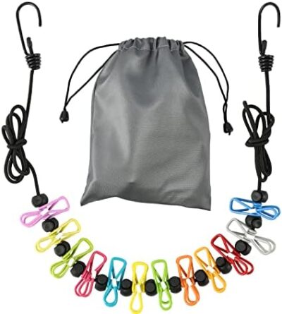 Portable Retractable Clothesline with 12 Clothes Clips for Travel and Outdoor Camping