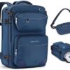 Large Navy Blue Maelstrom Travel Backpack with Fashion Belt Bag, 35L Carry-on for Men and Women, Waterproof Casual Daypack for Airplane Travel, Fits 17”Laptop