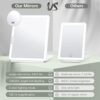 Portable Ultra Slim Vanity Mirror with 3 Color Lighting and Rechargeable Battery – A Must-Have Travel Essential for Women