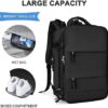 Large Black Waterproof Hiking Travel Backpack with Toiletry Bag – Ideal for Women and Men