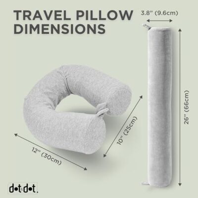 Travel Pillow with Memory Foam for Neck, Chin, Lumbar, and Leg Support – Perfect for Sleeping on Airplanes or Anywhere – Adjustable and Bendable for Side, Stomach, and Back Sleepers – From Dot&Dot