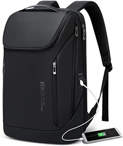 Waterproof BANGE Business Smart Backpack with USB Charging Port – Fits 15.6 Inch Laptop, Durable Travel Bag (Black, Medium)