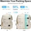 TRAVELHEART Large Expandable 45L Travel Backpack with Shoe Compartment for Women and Men – Flight Approved – White