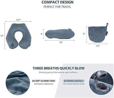 Keemall Inflatable Neck Pillow: Perfect for Traveling by Plane, Train, or Car