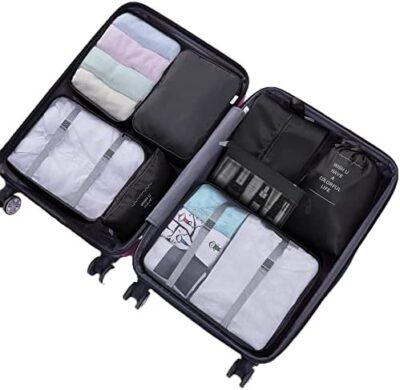 Black Waterproof Travel Packing Cubes Set – 9 Lightweight Organizers for Suitcase, by Blibly
