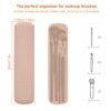 Khaki Magnetic Anti-fall Out Silicon Portable Cosmetic Face Brushes Holder by FERYES: Soft and Sleek Makeup Tools Organizer for Travel