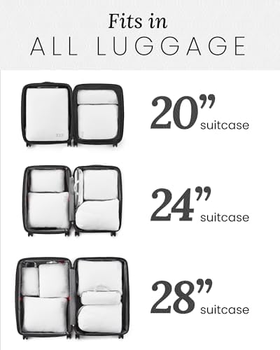 OlarHike Compression Packing Cubes – 4 or 6 Set Travel Essentials for Lightweight Luggage Organization – Expandable Travel Cubes for Carry-on Suitcases (White)