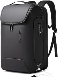 Medium Black BANGE Men’s Anti-Theft Backpack with USB3.0 Charging Port and 3 Pockets, Waterproof Fashion Travel Backpack for Business Laptop (Fits 17.3 Inch Notebook)