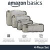 Gray Amazon Basics 4-Piece Packing Travel Organizer Cubes Set: Small, Medium, Large, and Slim