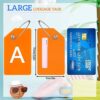 Set of 8 Silicone Initial Letter A-Z Luggage Tags with Stainless Steel Loop and Name Card – Colorful, Letter A