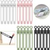 UMUST Silicone Cable Ties – Reusable Cable Management Organizer for Bundling and Fastening Cable Cords and Wires – Multipurpose Elastic Cord Organizer in Black, White, Pink, and Green by 20Park