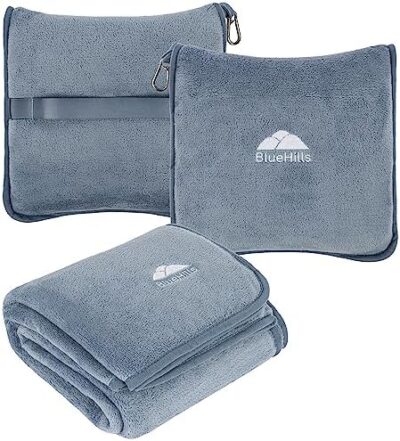 BlueHills Luxury Travel Blanket Pillow: Soft and Premium for Airplane Use