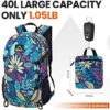 Lightweight and Packable 40L Venture Pal Travel Hiking Backpack for Daypack Use