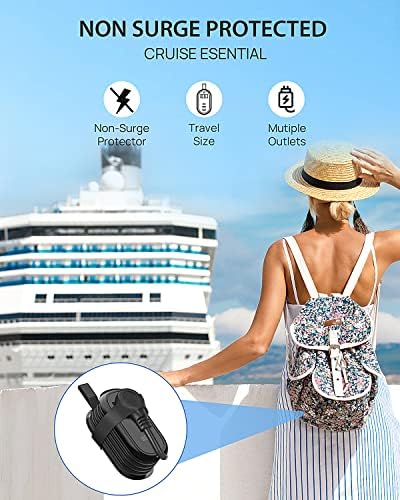 Black 3.4A BEVA 4FT Travel Power Strip with USB C Ports, 2 Outlets 3 USB Ports, Non Surge Protector with Portable Outlet Travel Extension Cord – Essential for Cruise Travel