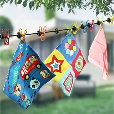 Portable Retractable Clothesline with 12 Clothes Clips for Travel and Outdoor Camping