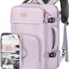 Purple DEEGO Carry on Backpack: Airline Approved Travel Bag with Toiletry Bag, College and Personal Item Backpack for Women, Waterproof Casual Daypack Weekender