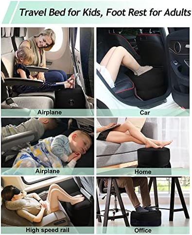 JefDiee Travel Foot Rest Pillow for Kids, Inflatable Airplane Accessory
