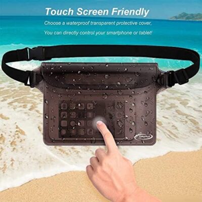 Stay Dry and Secure with AiRunTech Waterproof Pouch Waist Strap | 2 Pack Accessories for Keeping Your Phone and Valuables Safe | Ideal for Boating, Swimming, Snorkeling, Kayaking, Beach, and More (Gray+Black)