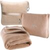 BlueHills Premium Soft Travel Blanket Pillow for Airplane Comfort
