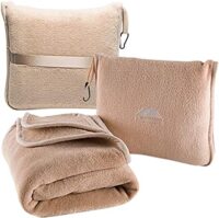 BlueHills Premium Soft Travel Blanket Pillow for Airplane Comfort