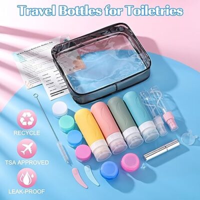 Must-Have Travel Essentials: 19-Pack Refillable Perfume Bottles and TSA-Approved Toiletry Bag for Women by IMPORX