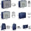 7 Piece Set of Packing Cubes and Travel Accessories for Men and Women – Includes Foldable Laundry Bag and Shoe Bag – Lightweight Luggage Organizer in Blue