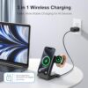 Convenient 3-in-1 Wireless Charging Station for Multiple Devices, including iPhone and Apple Watch/AirPods Pro, with Fast Foldable Travel Stand and Magnetic Charger