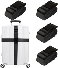 Chelmon’s 4 Pack of Black TSA Approved Travel Belts for Suitcases