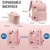 Pink DWQOO Travel Backpack for Women – Flight Approved, Large Expandable Suitcase Backpack with 17.3 Inch Laptop Compartment and USB Charging Port – Ideal for Weekender, Business, Camping, Hiking