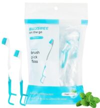 Evolution of Oral Care: Brushee 3-in-1 Tool – Pre-Pasted Mini-Brush, Floss, and Pick (24-Pack)