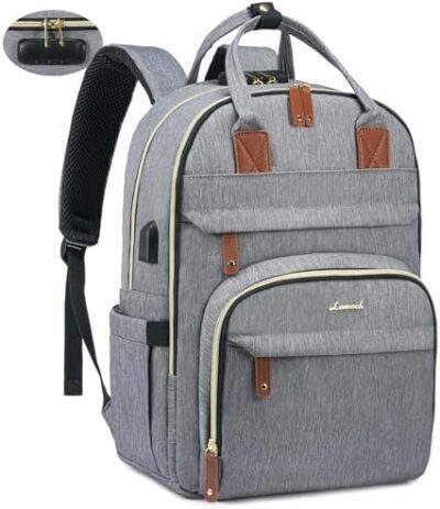 Unisex Anti-theft Laptop Backpack by LOVEVOOK, Suitable for Work, Travel, and College, with Lock and 15.6 Inch Laptop Compartment, Grey