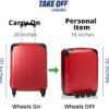 18 Inch Take OFF Luggage: Removable Wheels Suitcase 2.0 Converts from Carry-On to Under Seat Luggage – Fits Sizers 18x14x8 Inches