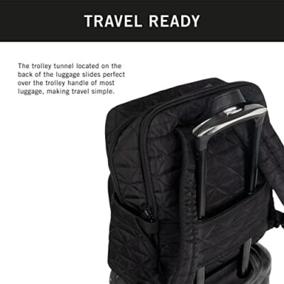 2-Piece Bundle: Kenneth Cole REACTION Diamond Tower Collection Lightweight Hardside Expandable Travel Luggage in Black with Carry On and Backpack