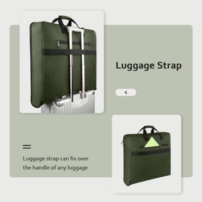 Large Convertible MATEIN Travel Garment Bag with Adjustable Shoulder Strap – Waterproof 2 in 1 Hanging Luggage Bag for Men and Women – Green – Foldable Suitcase for Business Trips