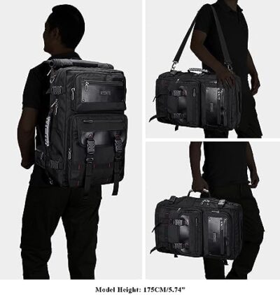 The WITZMAN Carry On Travel Backpack for Men in Black B685 – Fits 17 Inch Laptop, Airline Approved and Doubles as Duffle Bag