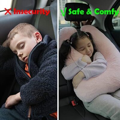 Children’s travel neck pillow provides dual support for kids